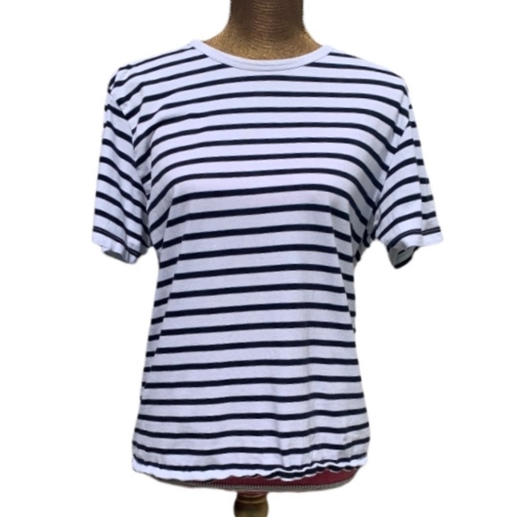 TOPMAN Blue and White Striped Short Sleeve Top Size S - Picture 1 of 5